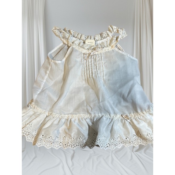 Christian Dior Other - Christian Dior Baby Top 2T White Lace Ruffle Eyelet Trim Vintage